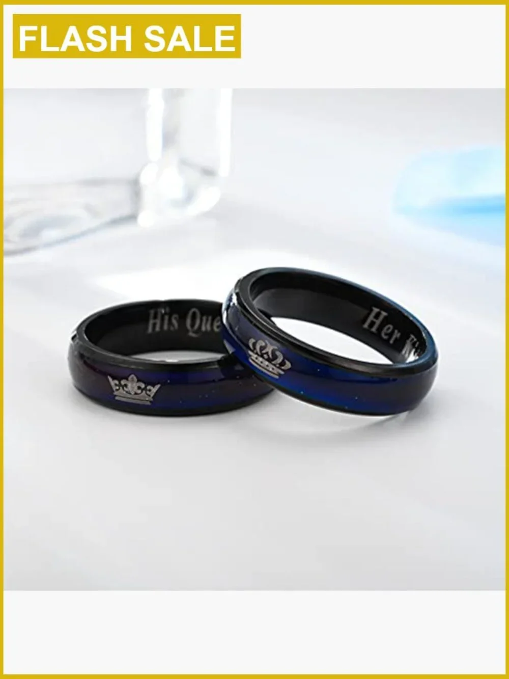 Mood Ring Color Changing Stainless Steel Her King His Queen Promise Ring Couple